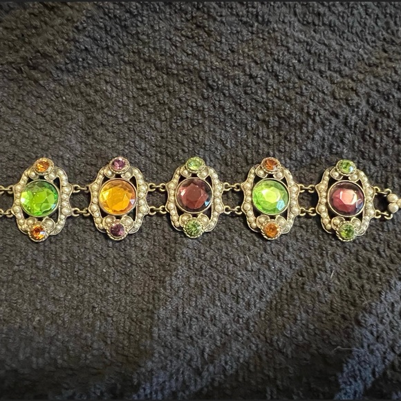 Vintage Ben-Amun Five Panel Rhinestone Bracelet - Picture 2 of 7